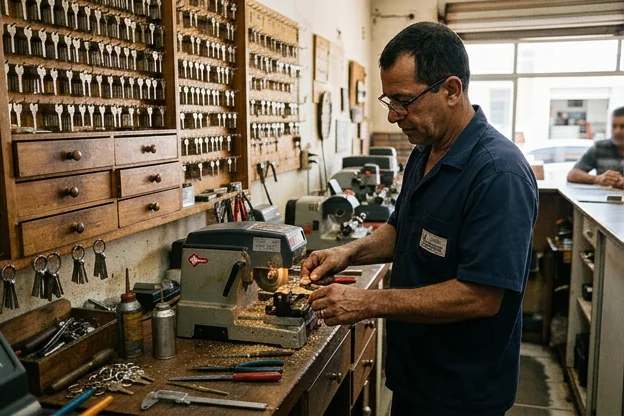 Chaveiro fazendo cópias de chaves em Ituiutaba.